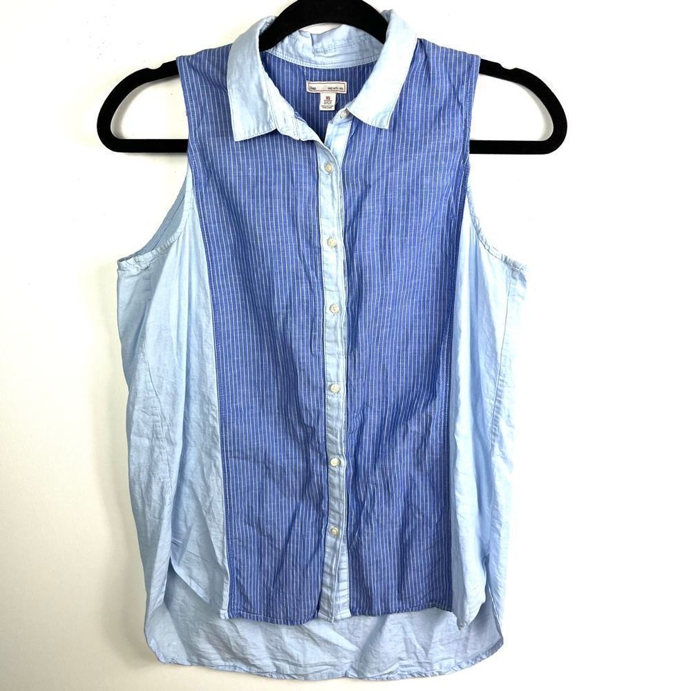 Gap Blue Sleeveless Button down Blouse, XS
